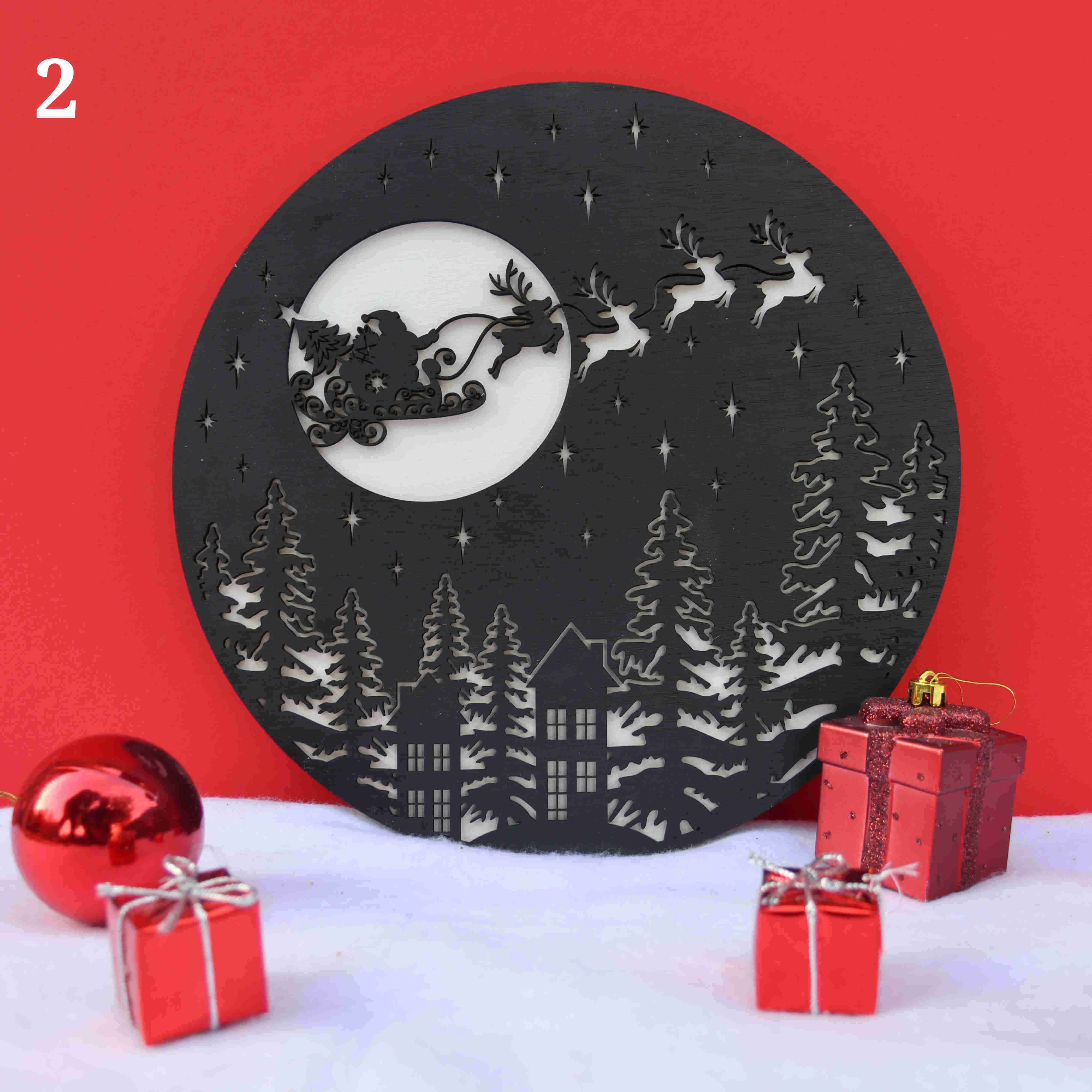 Kersttafereel op ronde schijf